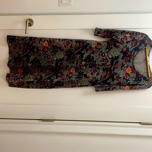 Peruvian Connection Scoop Neck Blue Floral Dress